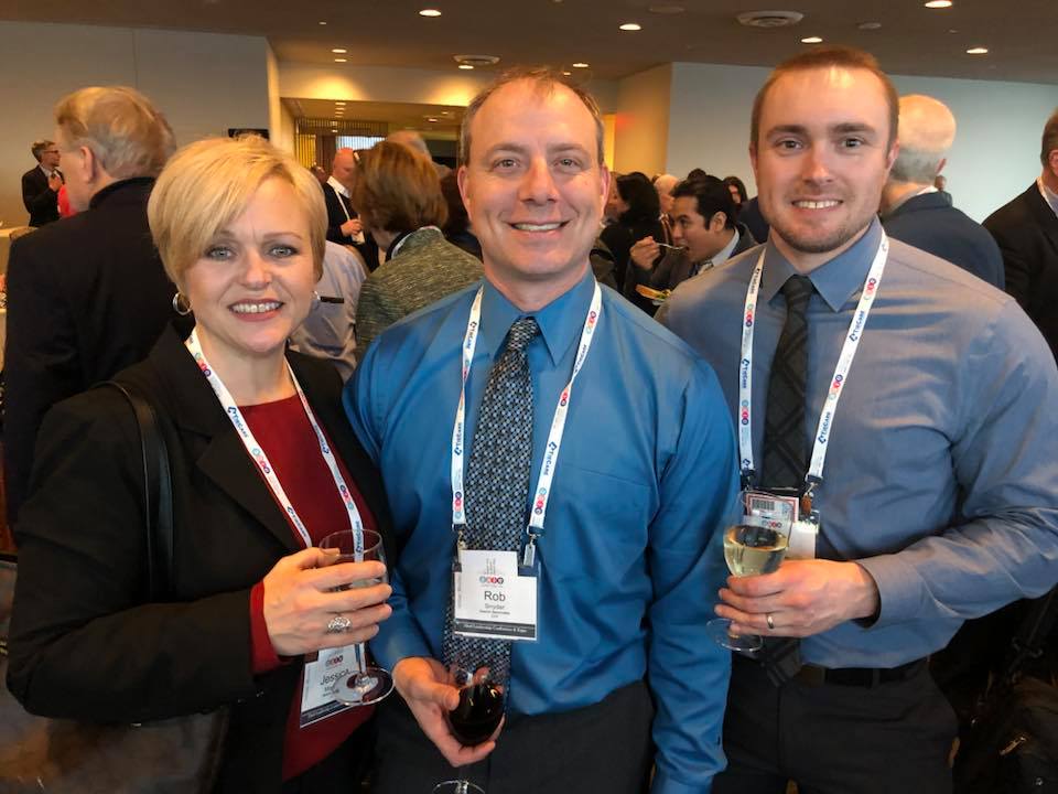 President Jessica Magagna, Webmaster Rob Snyder, and Project Manager Gavin Hawk enjoy the Welcome Reception in the UN Building, hosted by Search Associates