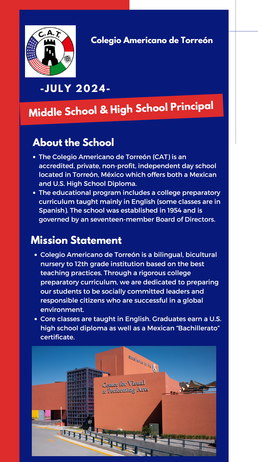 Middle and High School Principal at Colegio Americano de Torreon, A. C