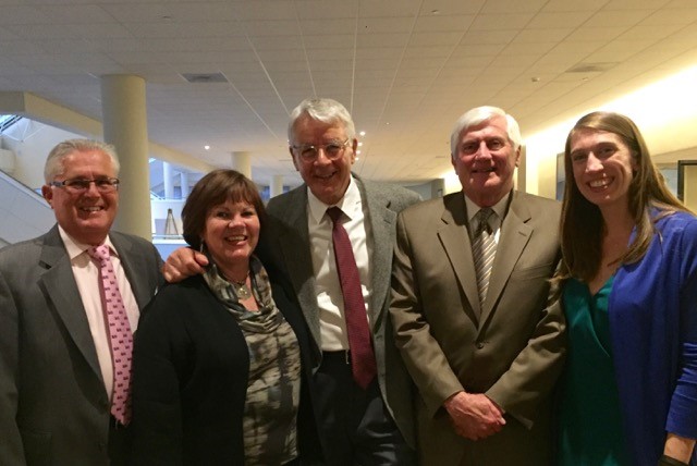 (L to R): Dr. Hank Cram, President of MSA Commission on Elementary and Secondary Schools, Julie Ryan, Dr. Gunther Brandt, Dr. Gary McCartney, President of the MSA Board of Trustees and Kelly Christian, Director of Operations.