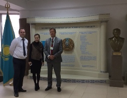 At Nazarbayev Intellectual School (IB), Astana. From left: Matthew Devanney, International Team Leader, IB; Indira Aksholakova, Manager for External Affairs; and Senior Associate Bill Turner