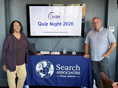Tim (R) with Sheena Nabholz, Co-CEO of AISH and former Search Associate