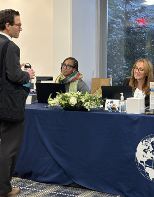 Renee (ctr.) and Sch. Coordinator Lara Manasfi with attendee